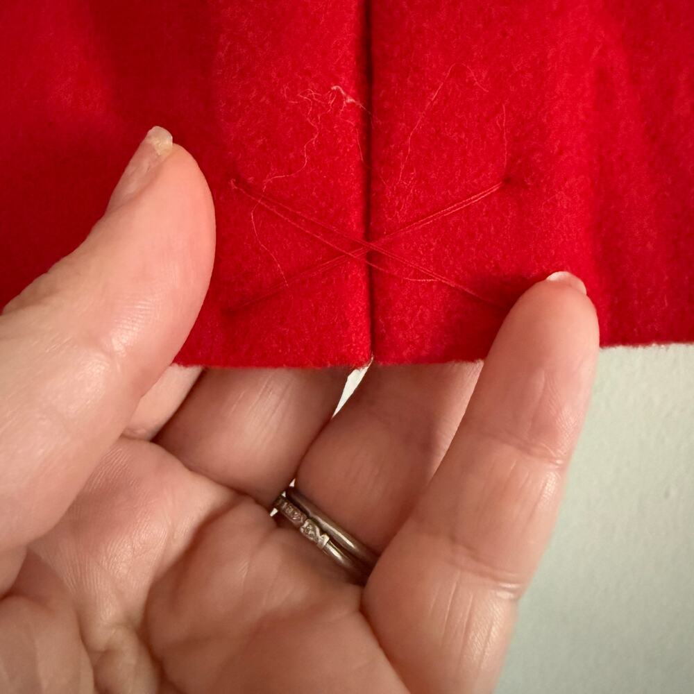 JANIE and JACK | Girl's Red Faux Fur Trimmed Scallop Detail Jacket 18-24 Months - Picture 7 of 8